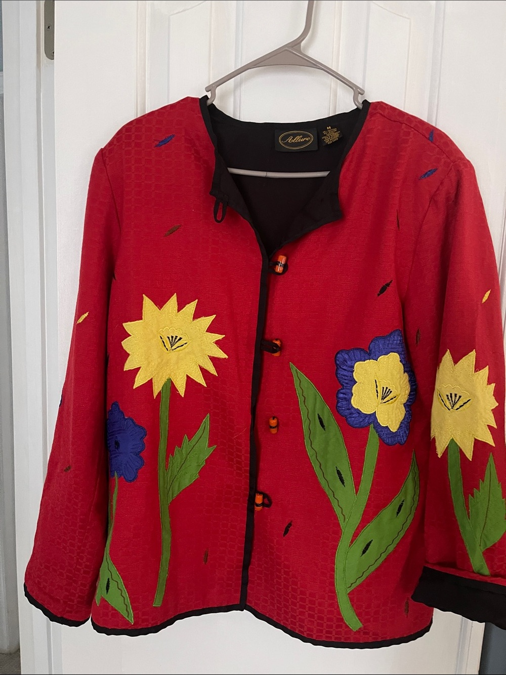 Allure Red Floral Appliqué Jacket